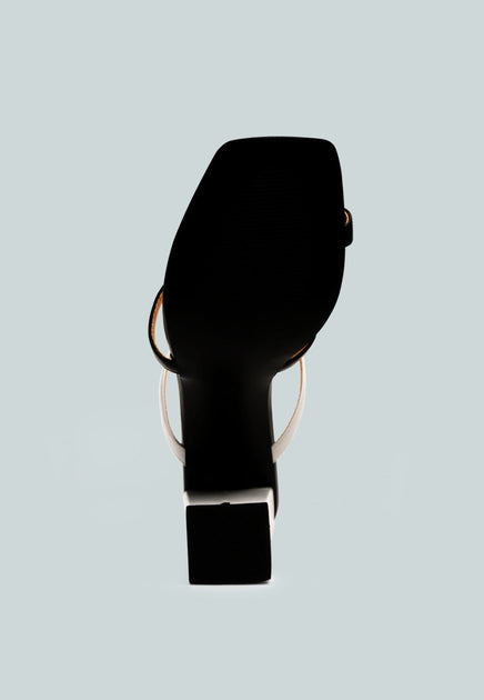 London Rag Marve Block Heel Thong Sandals Black US 5 4
