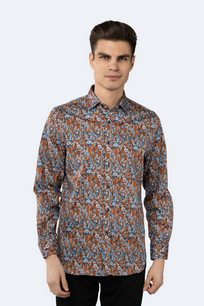 Luchiano Visconti Musical Note Shirt Brown XXXLarge 2