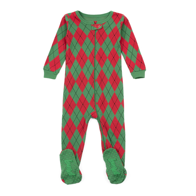 Leveret Kids Footed Cotton Pajamas Argyle Multi US 4T 4