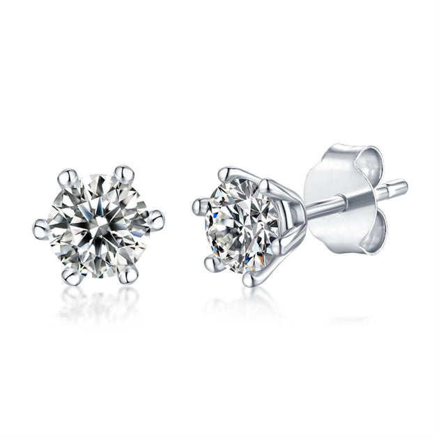 Stella Valentino Solitaire Stud Earrings Silver 2