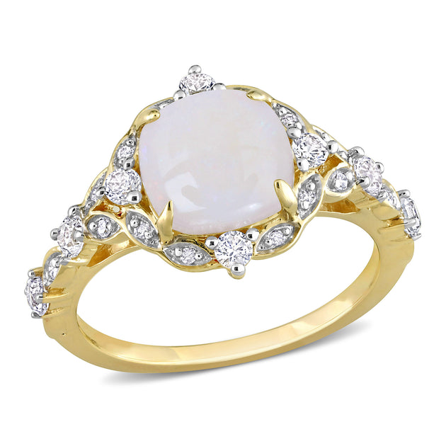 Mimi & Max Opal Diamond Accent Halo Ring White US 6 2