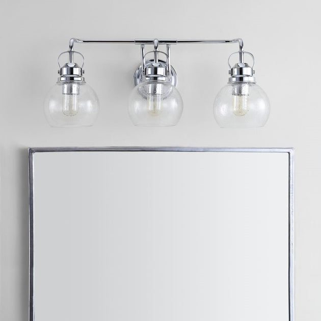 Jonathan Y Shirley 24" 3-Light Metal Glass Vanity Light Chrome 4