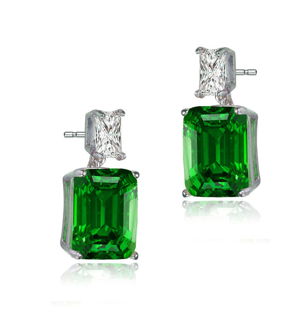 Rachel Glauber Rectangle Stud Earrings Blue 3