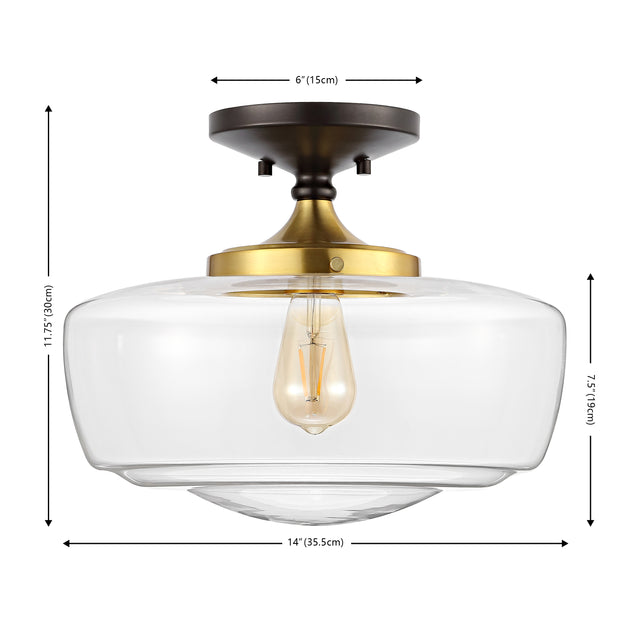 Jonathan Y Marfa 14 inch Glass Iron LED Flush Mount Bronze Gold 3