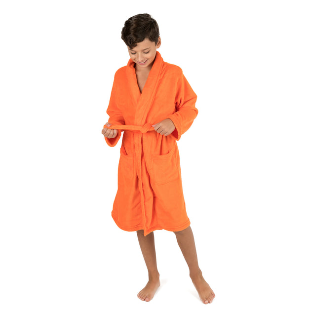 Leveret Kids Classic Hooded Robe Orange US 6 3