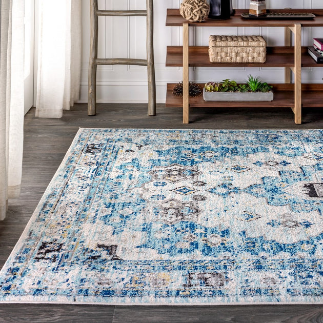 Jonathan Y Tapis Persan Moderne Turquoise 4