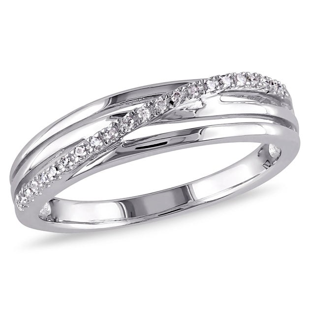 Mimi & Max Diamond Crossover Ring Silver US 5 2