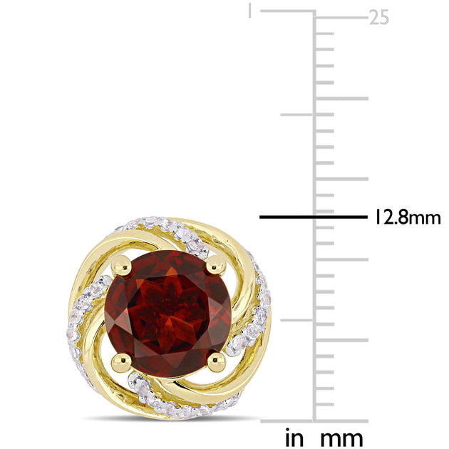 Mimi & Max Garnet White Topaz Stud Earrings Red 4