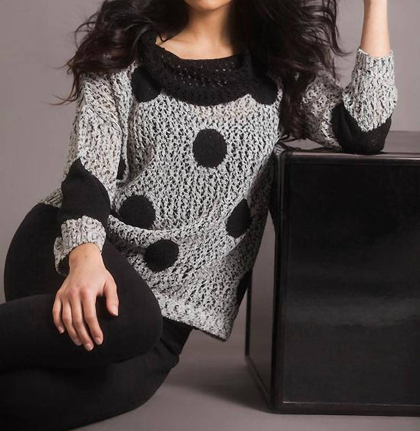 french kyss Crochet Dot Cowl Sweater Grey Small 3
