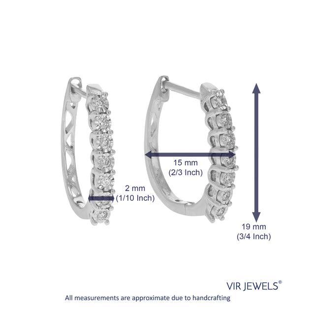 Vir Jewels Lab Grown Diamond Hoop Earrings Silver 4