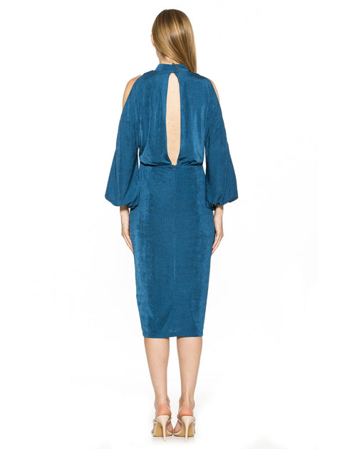 Alexia Admor Mockneck Fit and Flare Dress Brown XS 4
