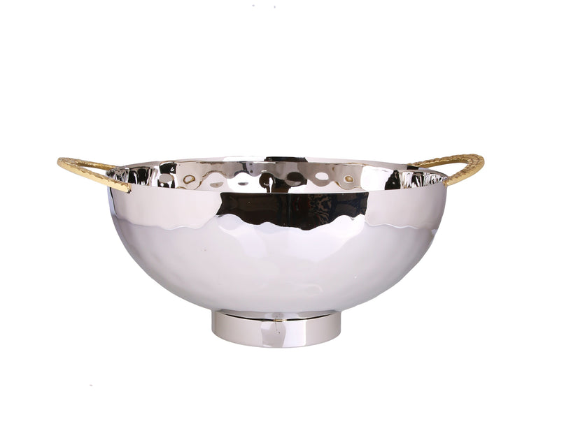 Classic Touch Decor Salad Bowl Silver 12.5in 2