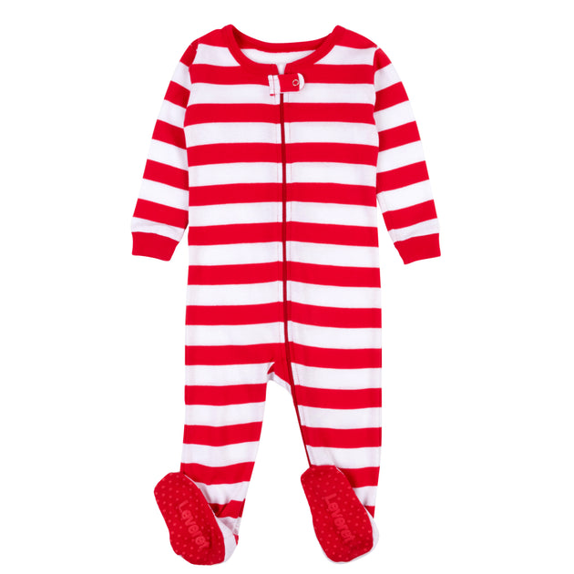 Leveret Kids Footed Cotton Pajamas Striped Red US 2T 2