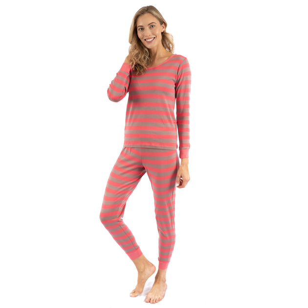 Leveret Womens Two Piece Cotton Pajamas Striped Medium 3