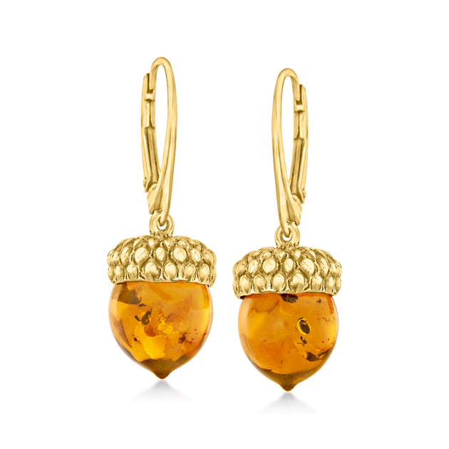 Ross-Simons Amber Acorn Drop Earrings Orange 2
