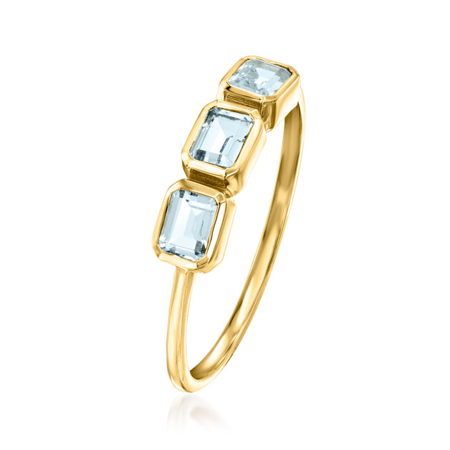 Ross-Simons RS Pure Aquamarine 3-Stone Ring Blue US 5 4