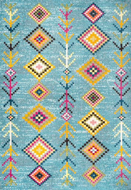 Jonathan Y Tribal Love Geometric Area Rug Turquoise 3