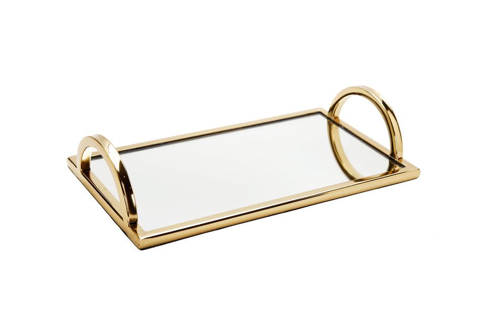 Classic Touch Decor Rectangular Mirror Tray Gold 12in 3