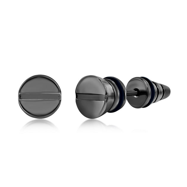 Blackjack Stainless Steel Screw Stud Earrings Silver 4