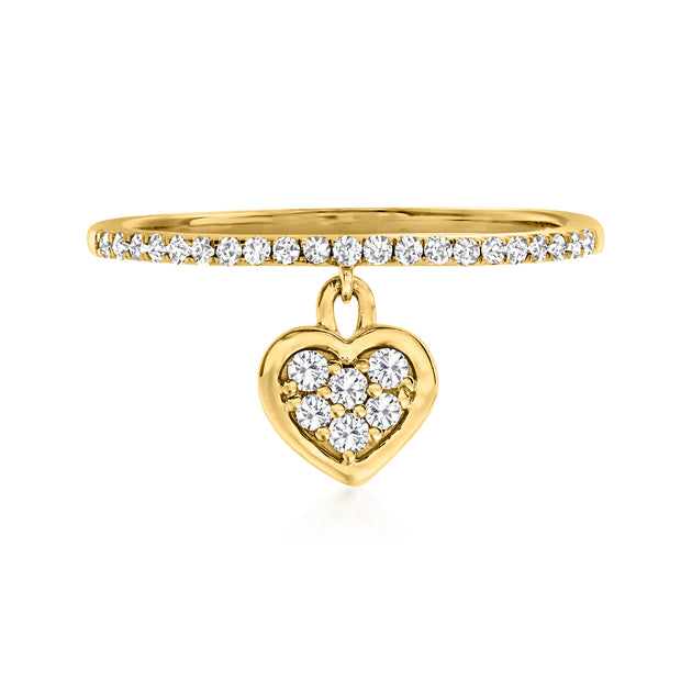 Ross-Simons Diamond Heart Charm Ring White Gold US 10 2