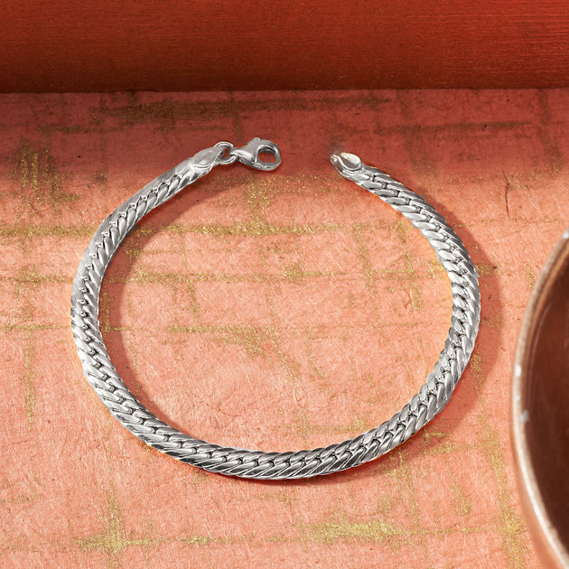 Ross-Simons Cuban-Link Bracelet White Gold Silver 5