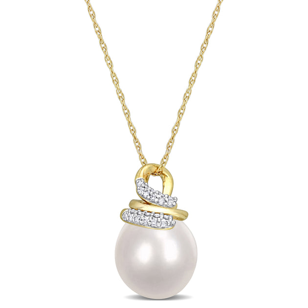 Mimi & Max South Sea Cultured Pearl Diamond Wrap Pendant Silver 2