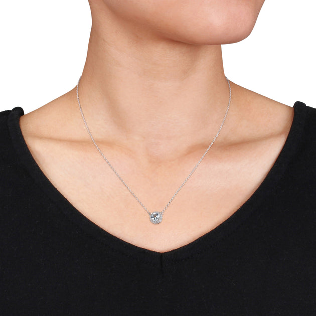Mimi & Max Halo Necklace Blue Sterling Silver 3