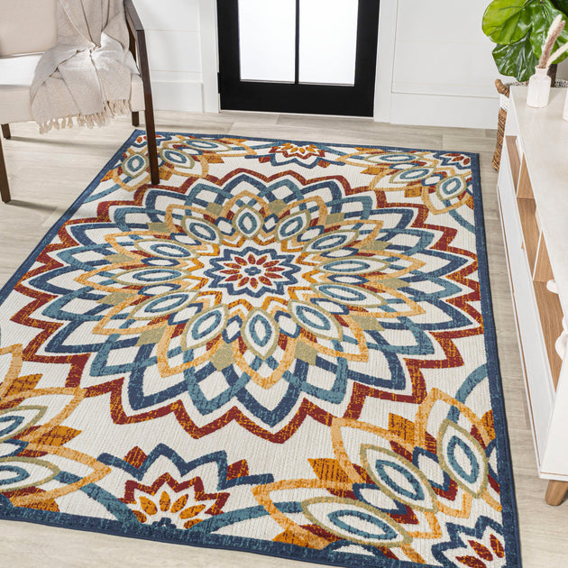 Jonathan Y Flora Abstract Mandala Area Rug Red/Blue/Yellow 2
