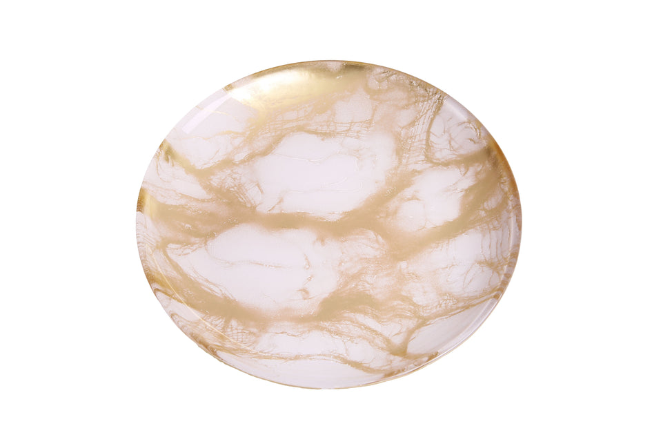 Classic Touch Decor Set of 4 Gold-White Marble Plates 11in 2