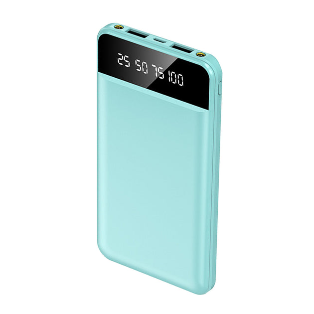 Global Bazaar Batterie externe fine 10K mAh avec 2 ports USB et lampe de poche LED blanche 4