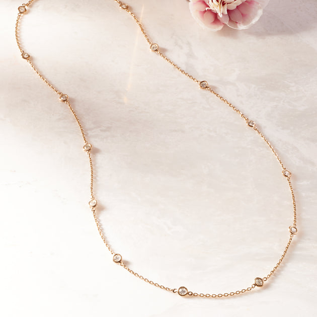 Ross-Simons Diamond Station Necklace White Gold 4