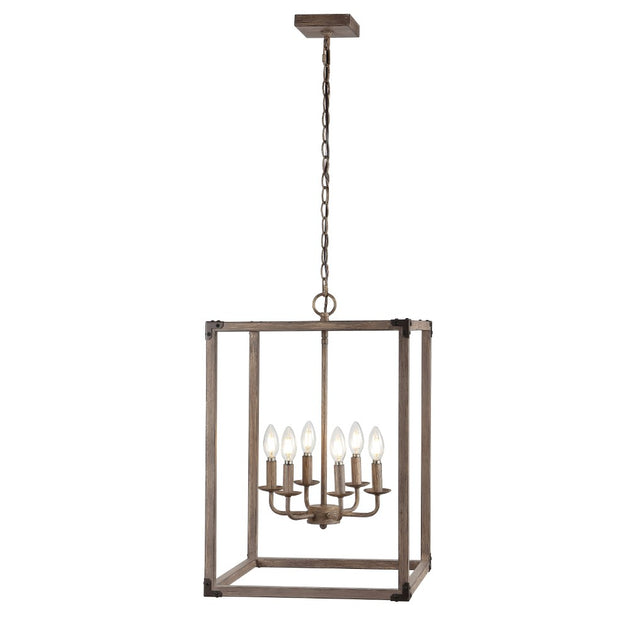 JONATHAN Y Magnolia 16.2 inch 6-Light Iron Rustic Farmhouse LED Pendant 3