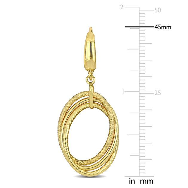 Mimi & Max Triple Oval Hanging Earrings Yellow Gold 3