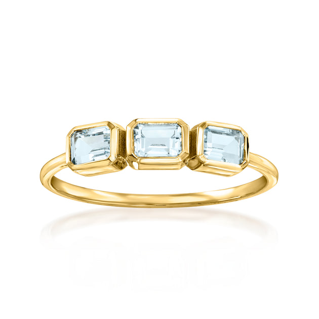 Ross-Simons RS Pure Aquamarine 3-Stone Ring Blue US 5 2