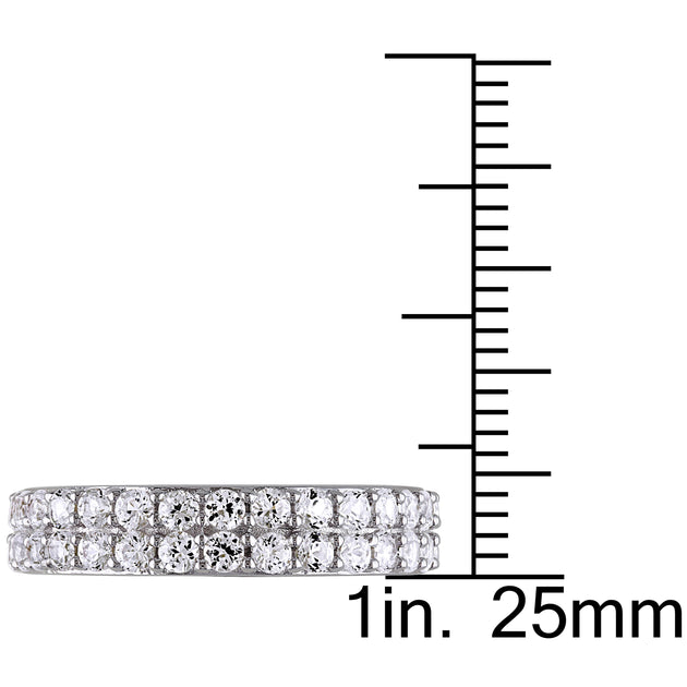 Mimi & Max Created White Sapphire Double Row Ring Silver US 5 4