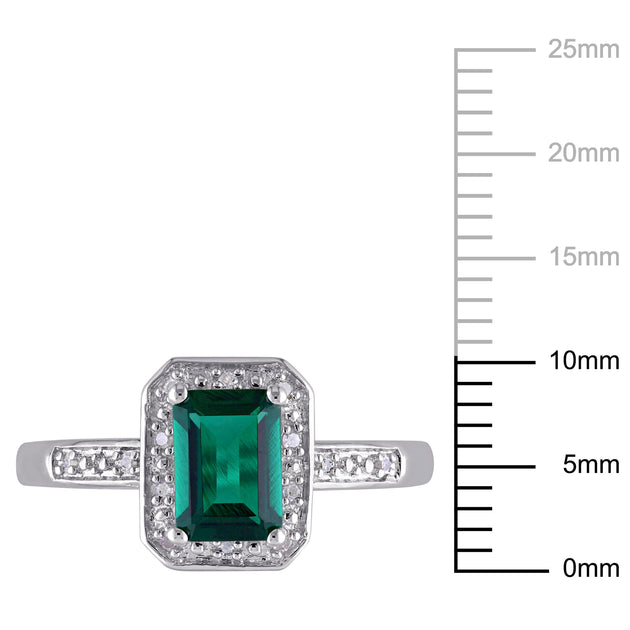 Mimi & Max Created Emerald Diamond Accent Ring Green US 9 4