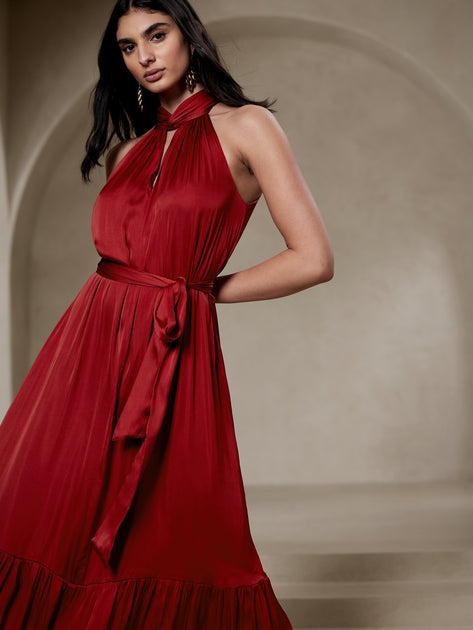 banana republic satin twisted maxi dress Twisted Shoulder Maxi Dress