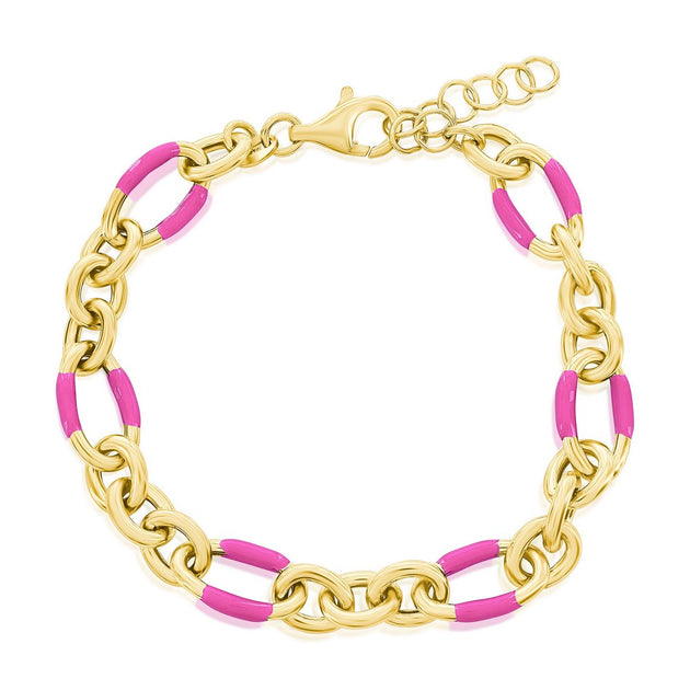 Simona Sterling Silver Rose Violet Enamel Bracelet Gold Plated 2