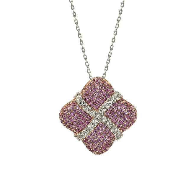Suzy Levian Cushion Pendant Purple Sterling Silver 2