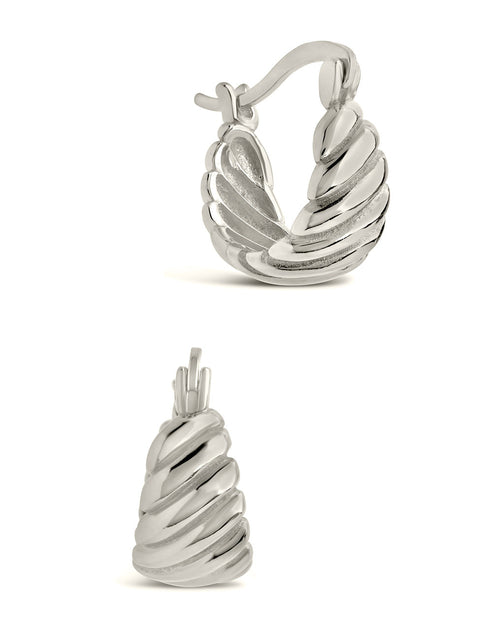 Sterling Forever Croissant Dome Hoop Earrings Silver 2