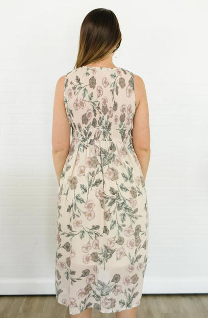 Black Tape Vintage Floral Maxi Dress Beige Small 3