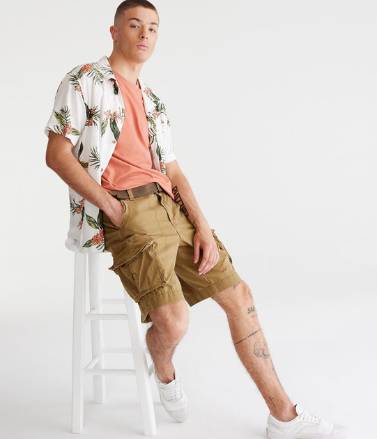 Aeropostale Solid Belted Cargo Shorts Black US 30 3