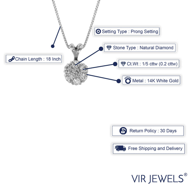 Vir Jewels Diamond Cluster Pendant Silver 3