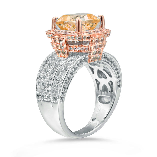 Suzy Levian Sterling Silver Cushion Orange Citrine Ring Orange US 8.5 3