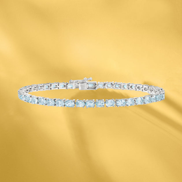 Ross-Simons Aquamarine Tennis Bracelet Silver 4