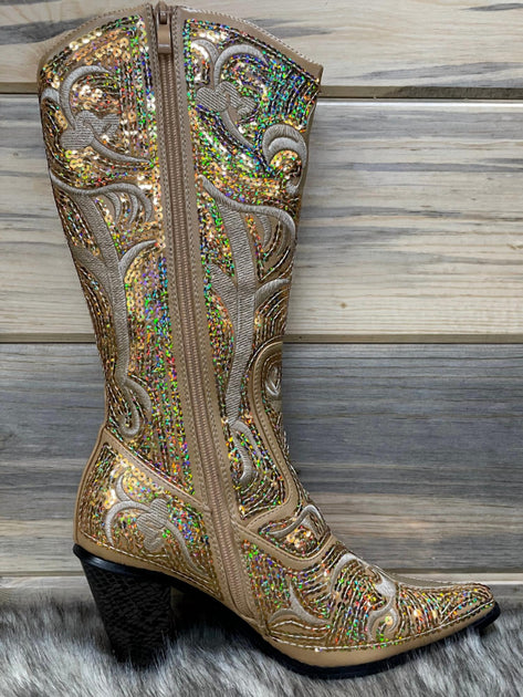 Helen's Heart Tall Sequin Boots Gold US 11 3