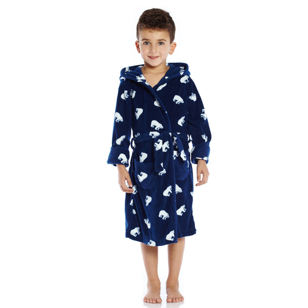 Leveret Kinder Fleece Kapuzenbademantel Eisbär Grau US 8 2