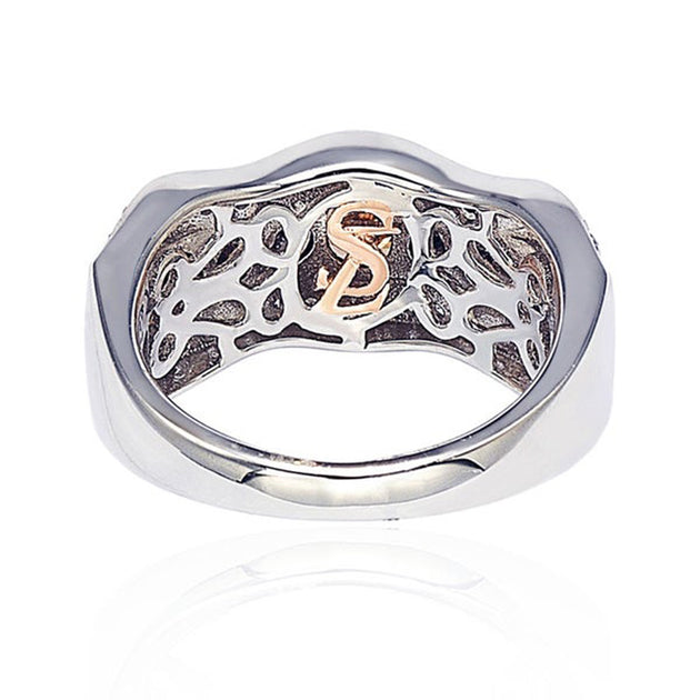 Suzy Levian Cubic Zirconia Sterling Silver Ring Brown White US 8 4
