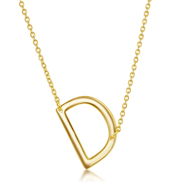 Simona Sideways Initial Necklace Gold Plated White 9