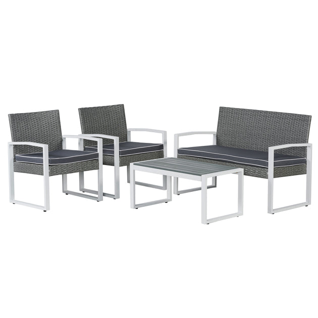 Jonathan Y Elina 4-Piece Patio Set White/Gray 2